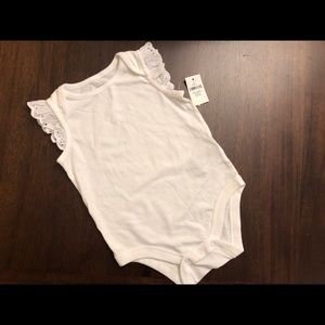 NWT Gap White Onesie Eyelet Sleeve Detail